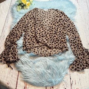 superdown Brown Leopard Print Top